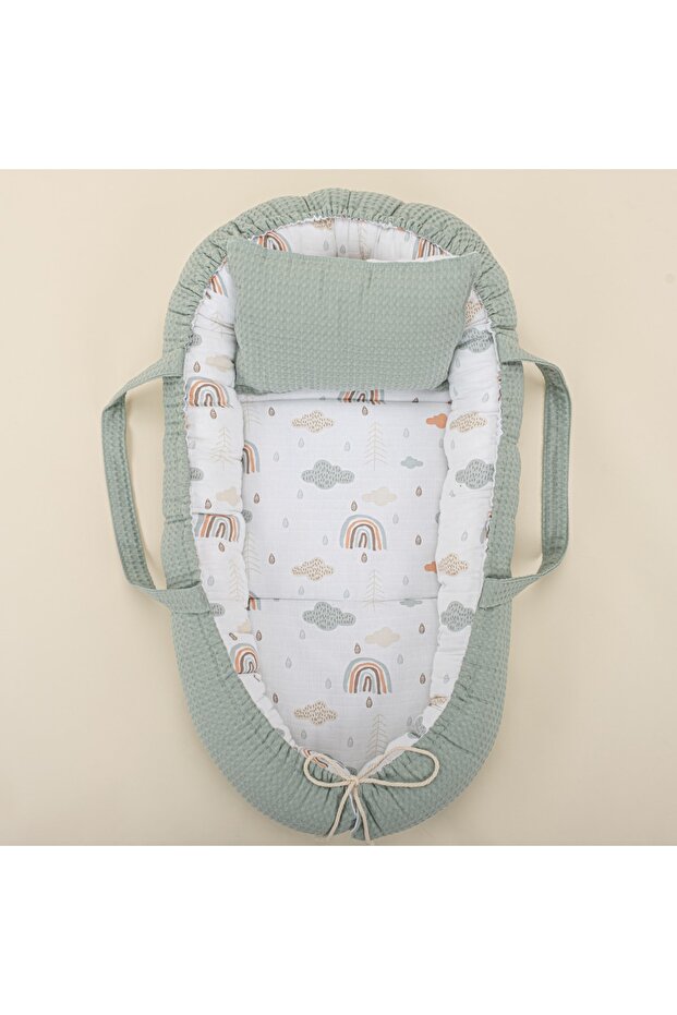 Wenaris Babynest - Green Honeycomb - Green Rainbow