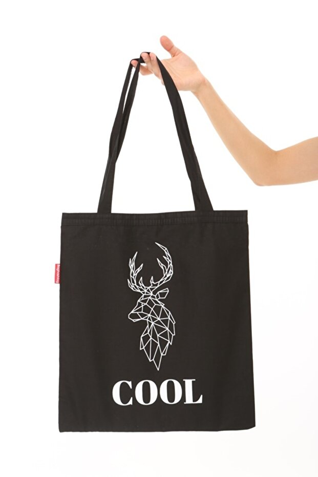 Black Cloth Bag Cool Deer Printed