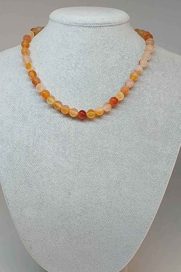 Agate Stone Necklace 8mm (24025) (Clip-On)