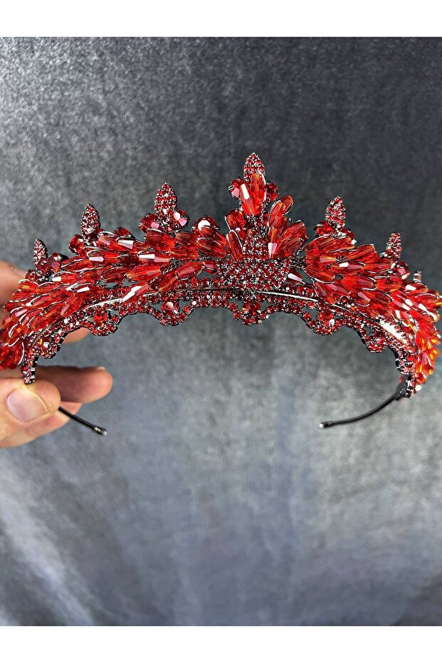 Red Crystal Beaded Marvel Model Henna and Bridal Crown – Crown, Crystal Stone, Stylish Model, Bridal Crown