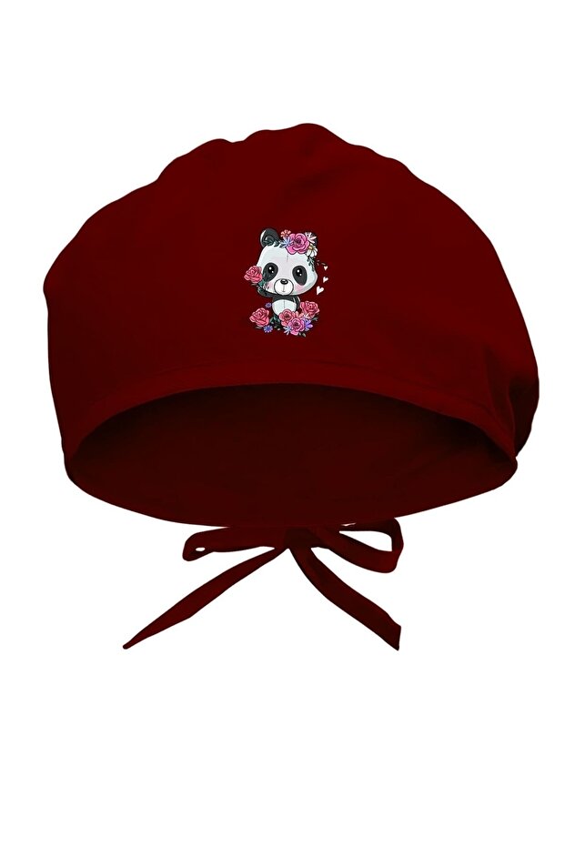 Floral Themed Panda Design Surgical Bonnet