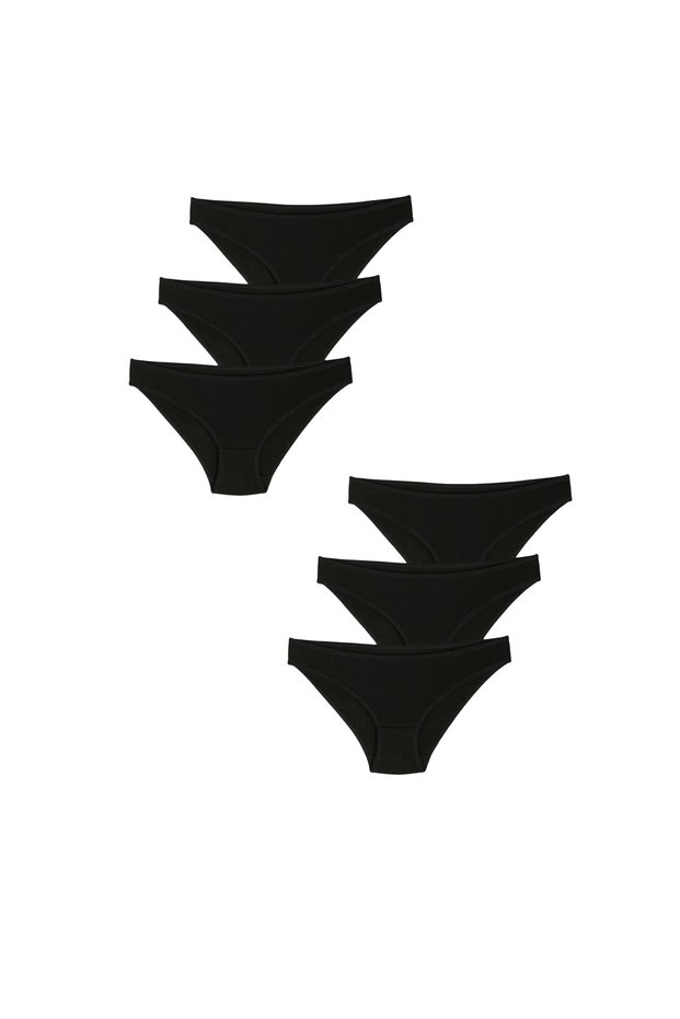 6-Piece Women's Slip Panties - Black Color 95% cotton.