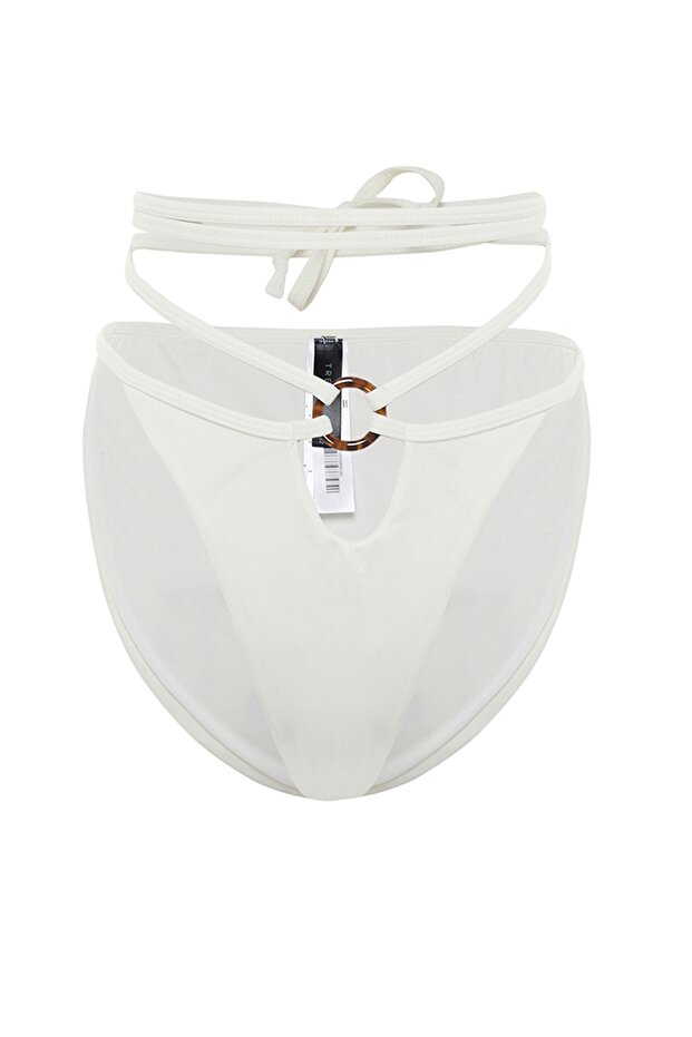 Ekru Aksesuarlı High Leg Bikini Altı TBESS23BA00179 - 7