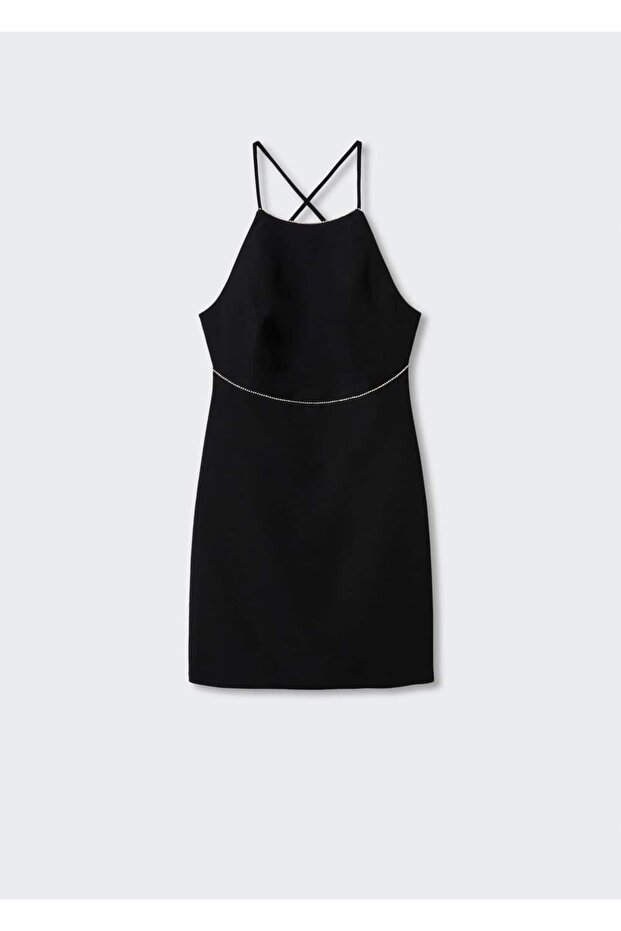 Sırtı Açık Strass Taşlı Elbise - 3