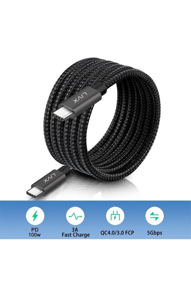 Solid Type C To Type C 100 Watt Süper Hızlı Şarj Data Kablosu 2 Metre Pd - 6