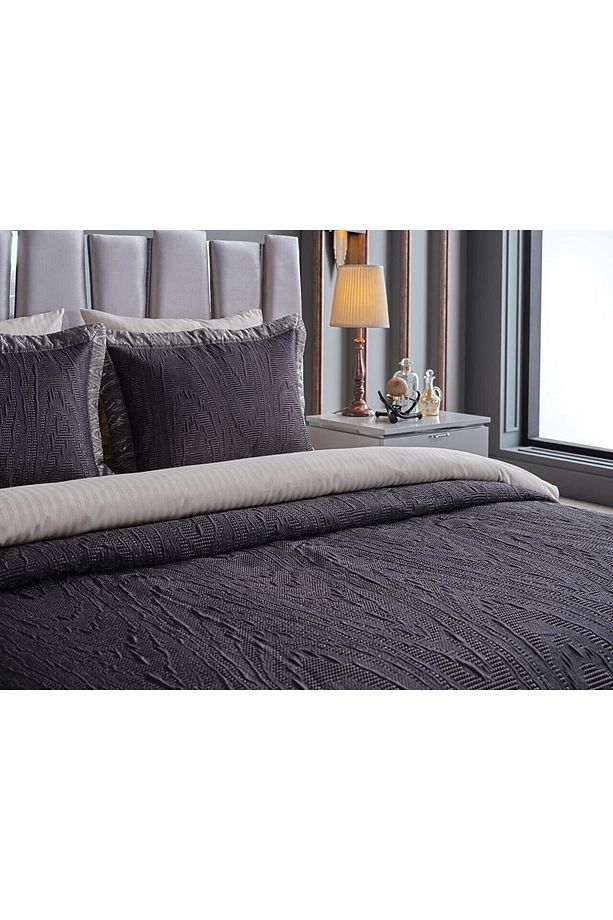 Doqu Home Intra Çift Kişilik Yatak Örtüsü Siyah - 2