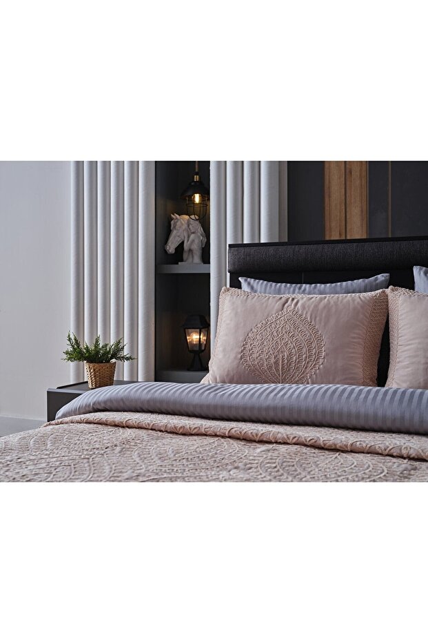 Doqu Home Lalezar Tek Kişilik Yatak Örtüsü Bej - 3