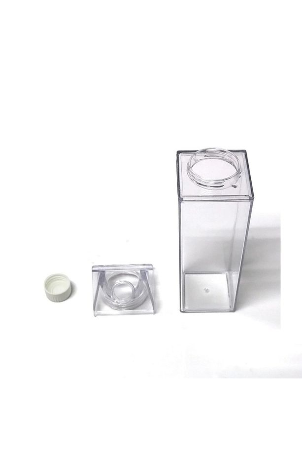 500 Ml Mika Süt Kutu Tasarımlı Su Kahve Içecek Şişesi | Cam Değildir | Kahve Ve Sunum Bardağı 1 Adet - 2