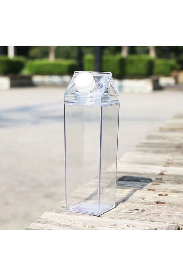 500 Ml Mika Süt Kutu Tasarımlı Su Kahve Içecek Şişesi | Cam Değildir | Kahve Ve Sunum Bardağı 1 Adet - 3