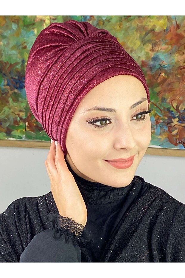 Topkapı Simli Bordo Çapraz Drapeli Dış Bone - 3