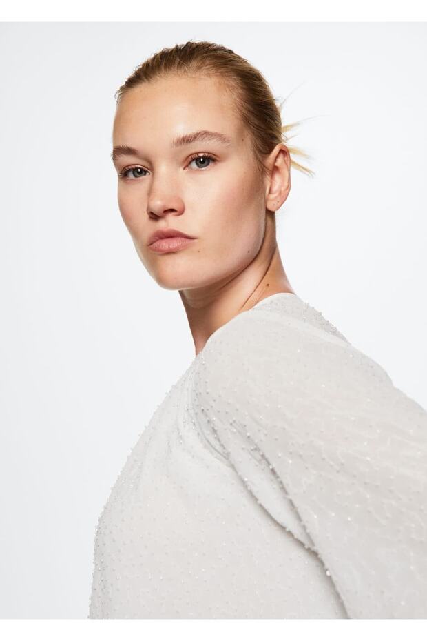 Boncuk Detaylı Bluz - 5