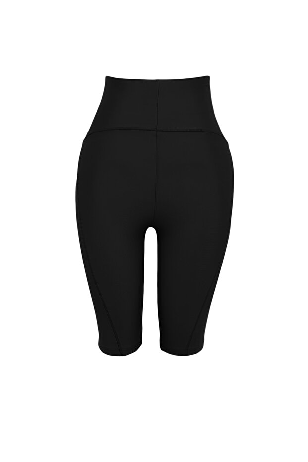 Siyah Toparlayıcı Örme Spor Biker/Bisikletçi/Kısa Tayt THMSS23TY00021 - 8