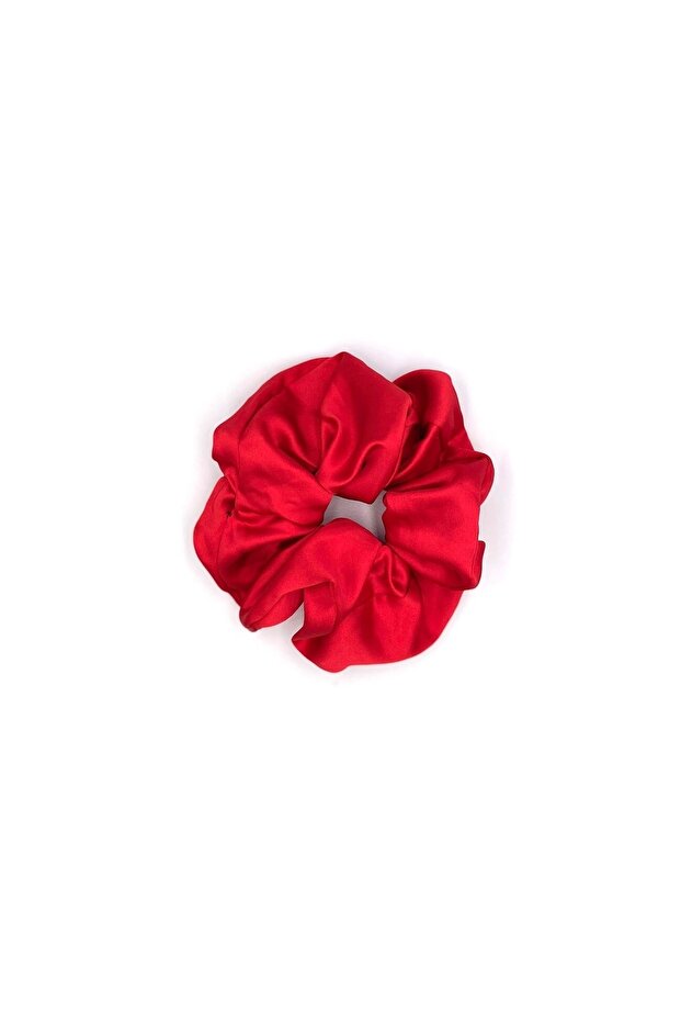 Pack of 2 Red Satin Hair Rubber Bagel Buckle