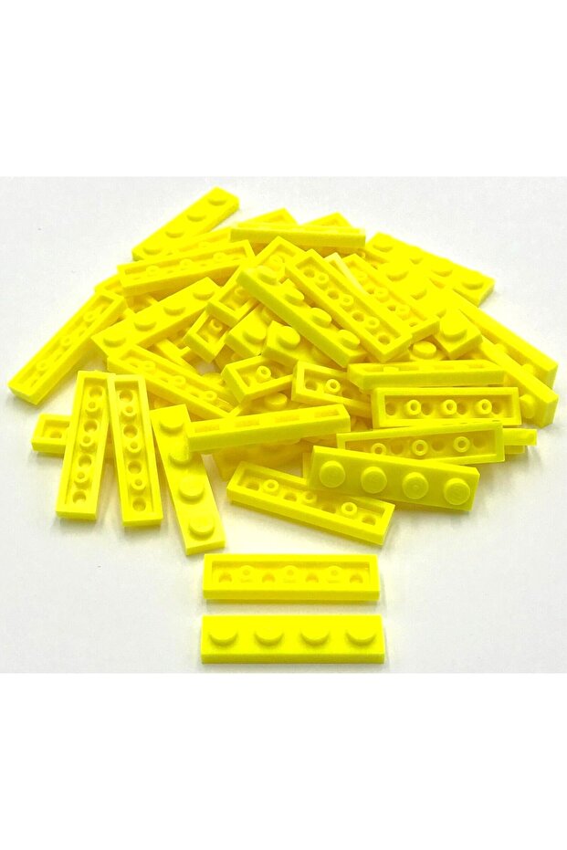 Original Moc Custom Accessory Creator Plate 1 X 4 Flat Brick Neon Yellow 4 Pieces Will Be Sent