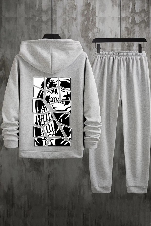 Printed Oversize Hooded Sweatshirt Set