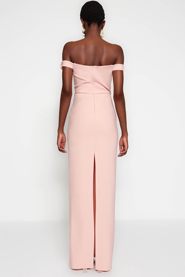 Szárított rózsával bélelt hosszú estélyi ruha szőtt kiegészítőkkel TPRSS23AE00044 - 6