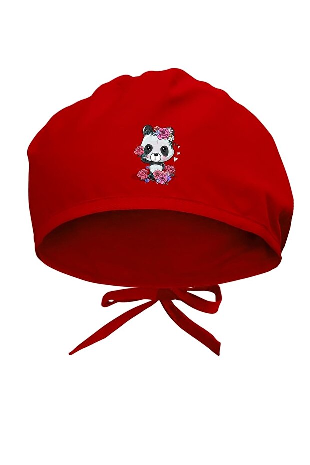 Floral Themed Panda Design Surgical Bonnet