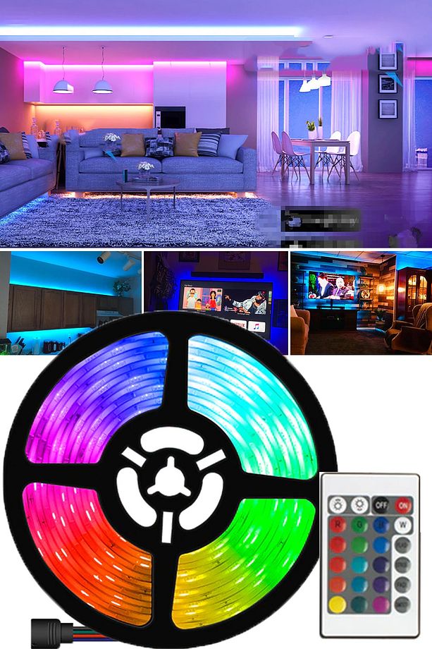 10mt Kumandalı Işıldak Rgb Şerit Led Lamba Iç Ve Dış Mekan Silikon Yapışkanlı Aydınlatma - 4