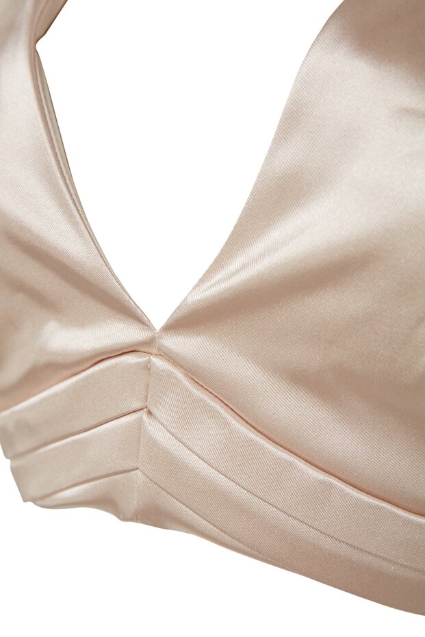 Bej Crop Astarlı Dokuma Saten Büstiyer TPRSS23BS00013 - 7