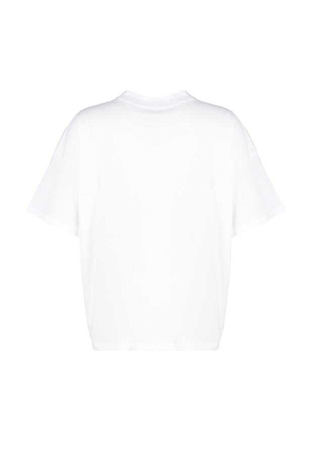 Tricou cu nervuri cu guler alb - 100% bumbac Model de bază TBBSS23BF00017 - 8