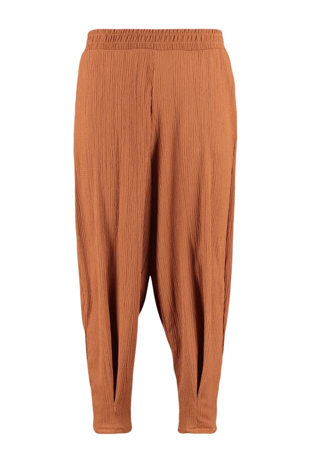Kiremit Havuç Fit Beli Lastikli Örme Büyük Beden Pantolon TBBSS23AR00002 - 7