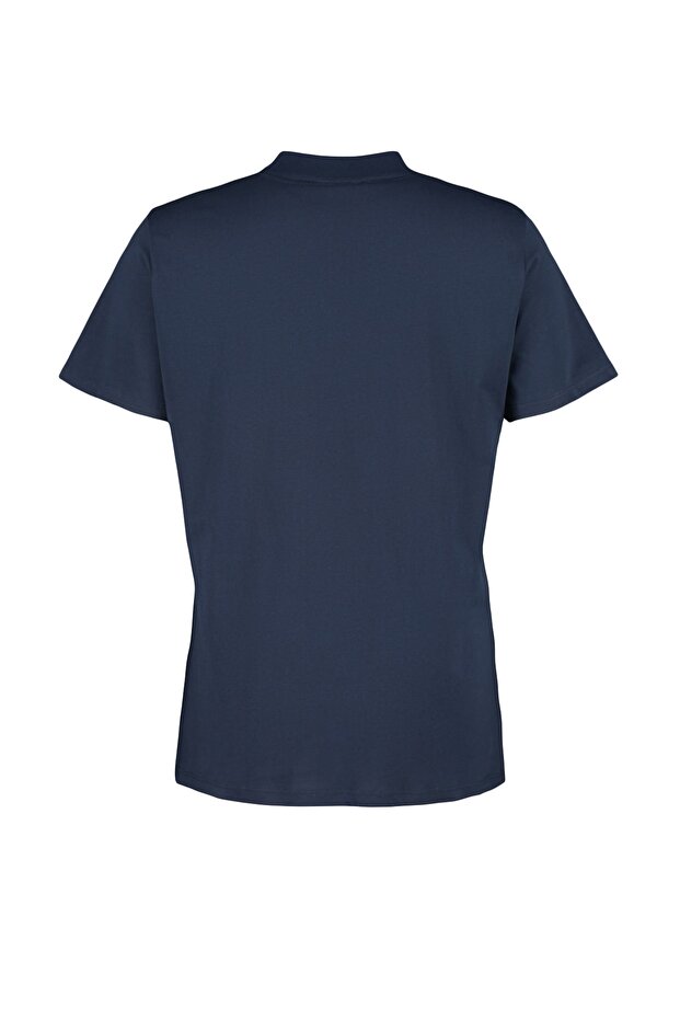 100% pamut sötétkék Boyfriend póló - bordás gallér TBBSS23BF00019 - 6