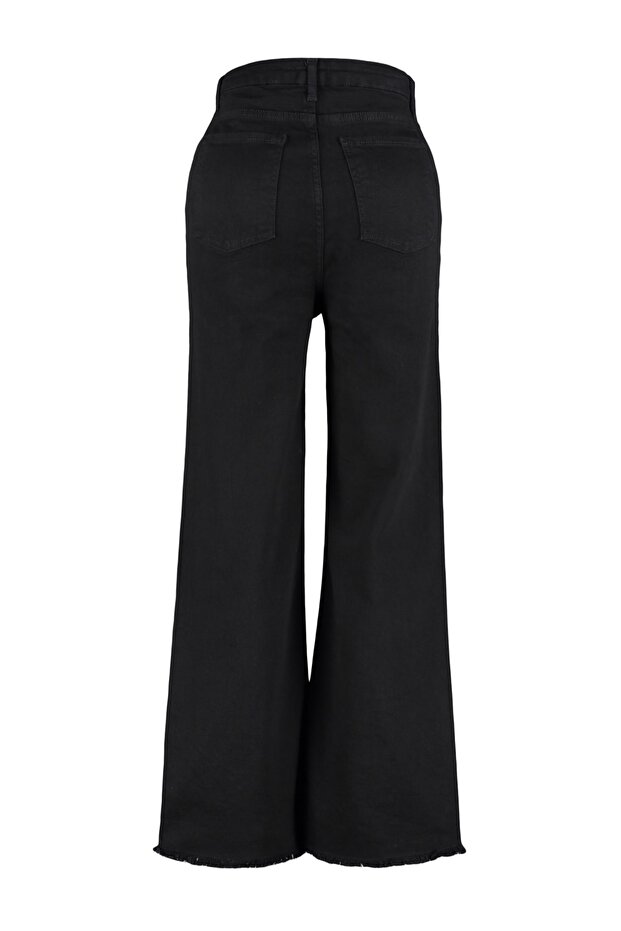 Siyah Yüksek Bel Pis Uç Detaylı Geniş Paça/Wide Leg Comfort/Orta Esnek Jeans TBBSS23CJ00009 - 11