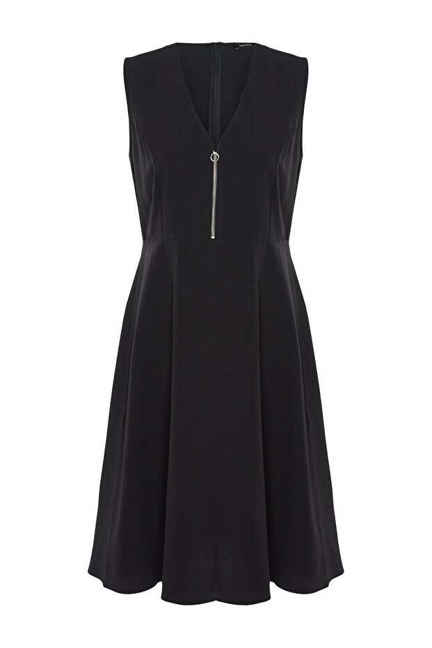 Μαύρο υφαντό φόρεμα TBBSS23AH00045 - 8