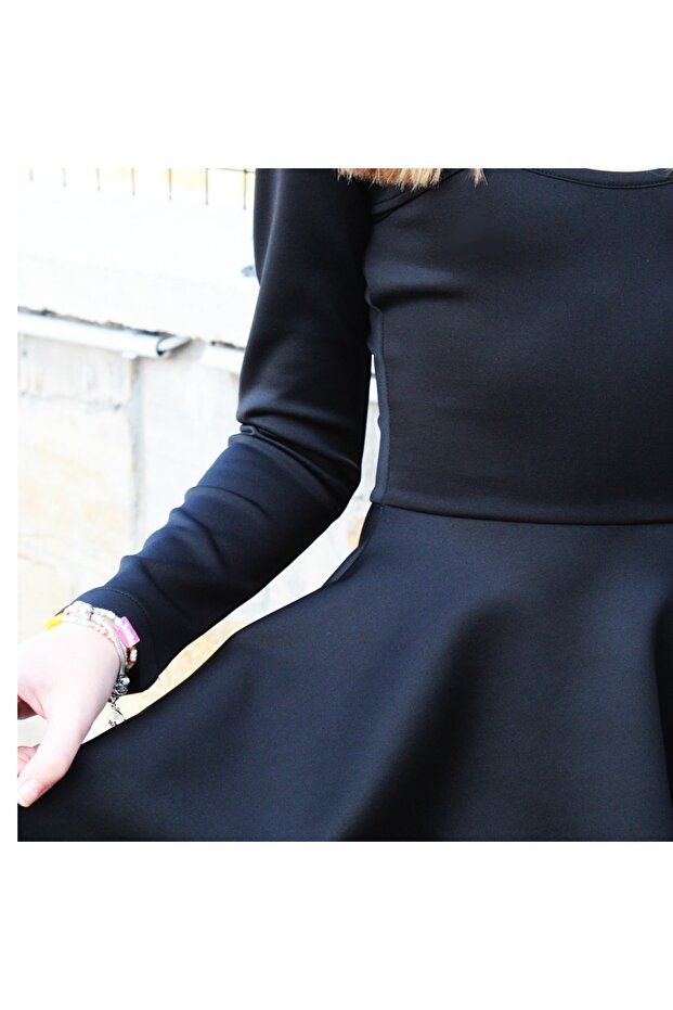 Siyah Elbise Crop Black - 2