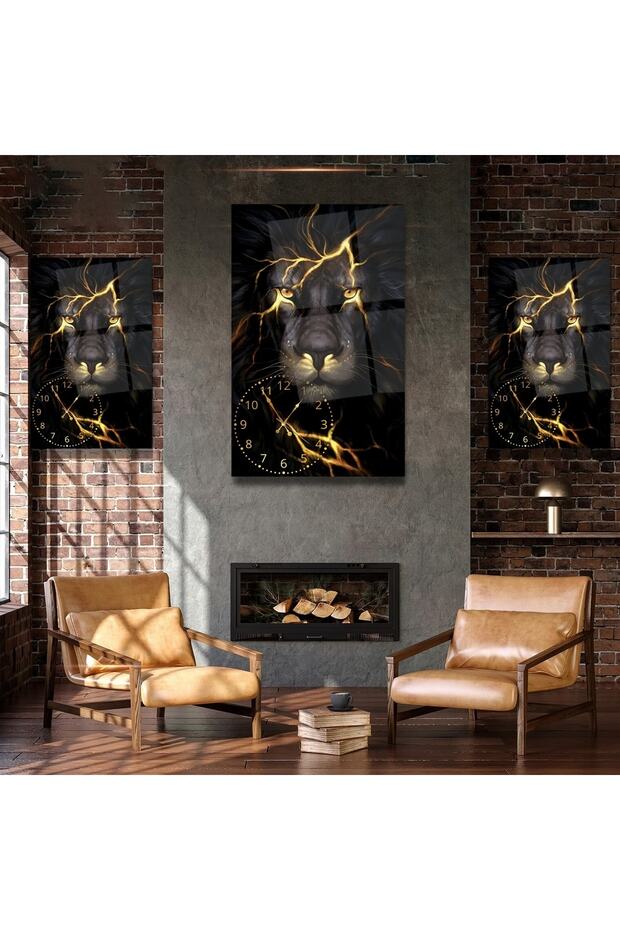 Saatli Aslan Cam Tablo - 3