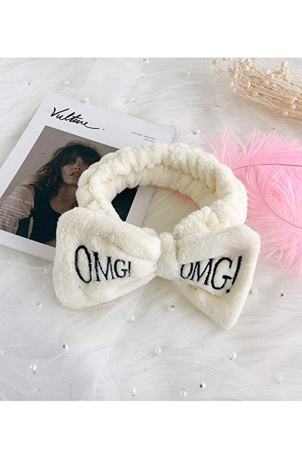 Omg Plush Bandana Makeup Spa Hair Band White