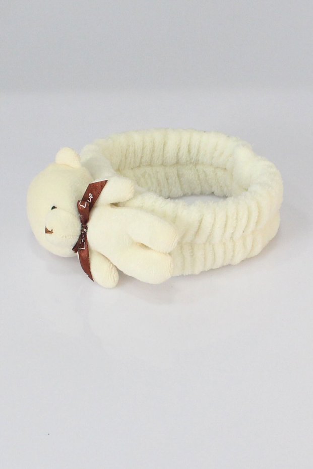 Teddy Bear Plush Bandana Hair Band Cream 0-10 Years Old