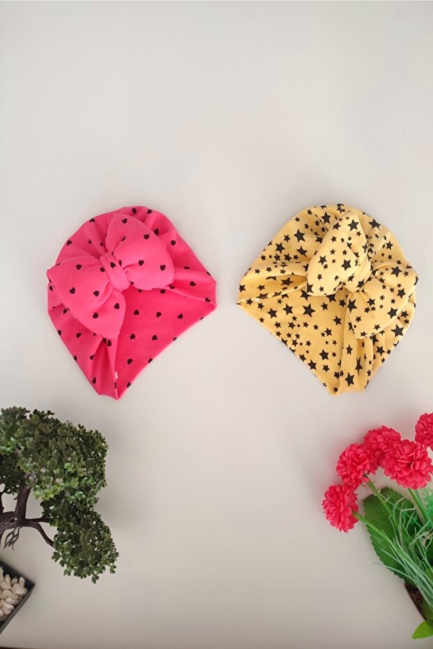 Baby Girl Colorful Patterned 2-Piece Bonnet Set