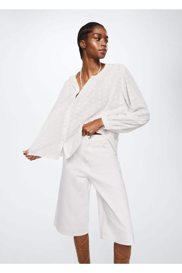 Çiçek Işlemeli Gömlek - 1