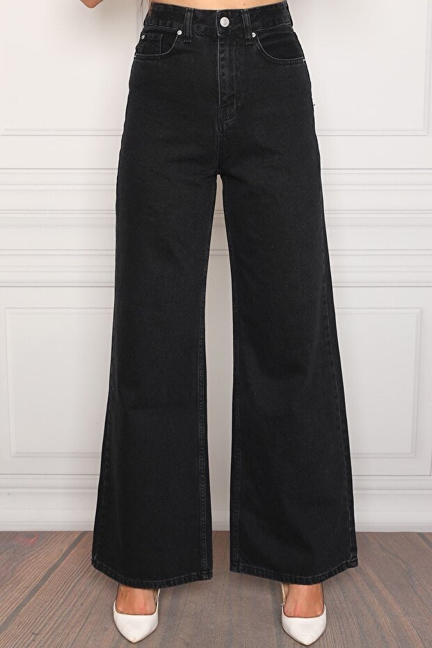 Yüksek Bel Salaş Salaş Paça Jeans - 1