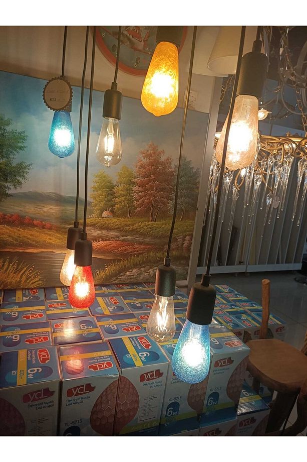 6 W Rustik Flament Led Ampul Rustik E27 Duy Günışık Mavi Cam - 2