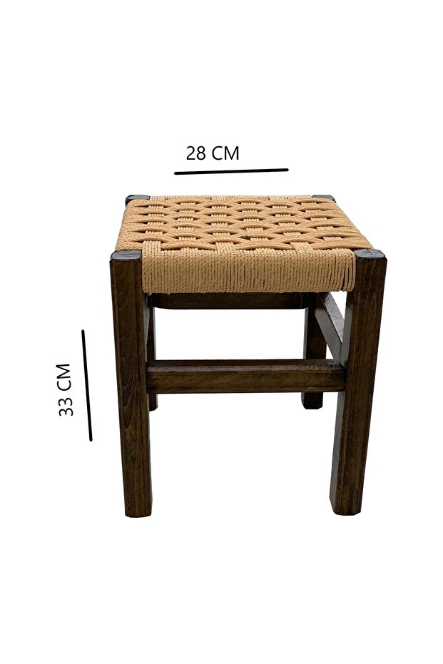 Ahşap Hasır Örgü Tabure 33 Cm - 2