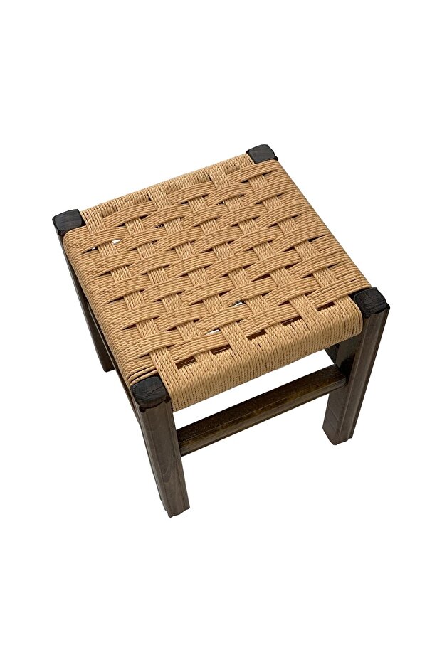 Ahşap Hasır Örgü Tabure 33 Cm - 3