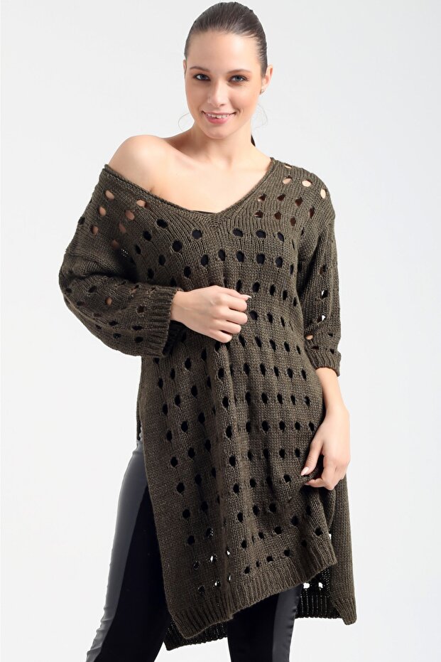 Delikli Tunik Elbise - 1
