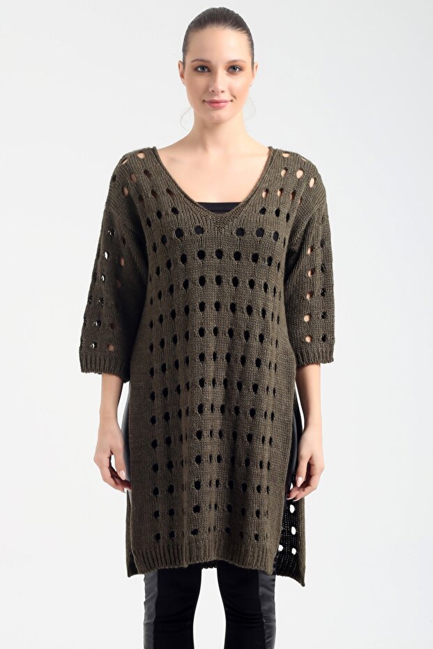 Delikli Tunik Elbise - 2