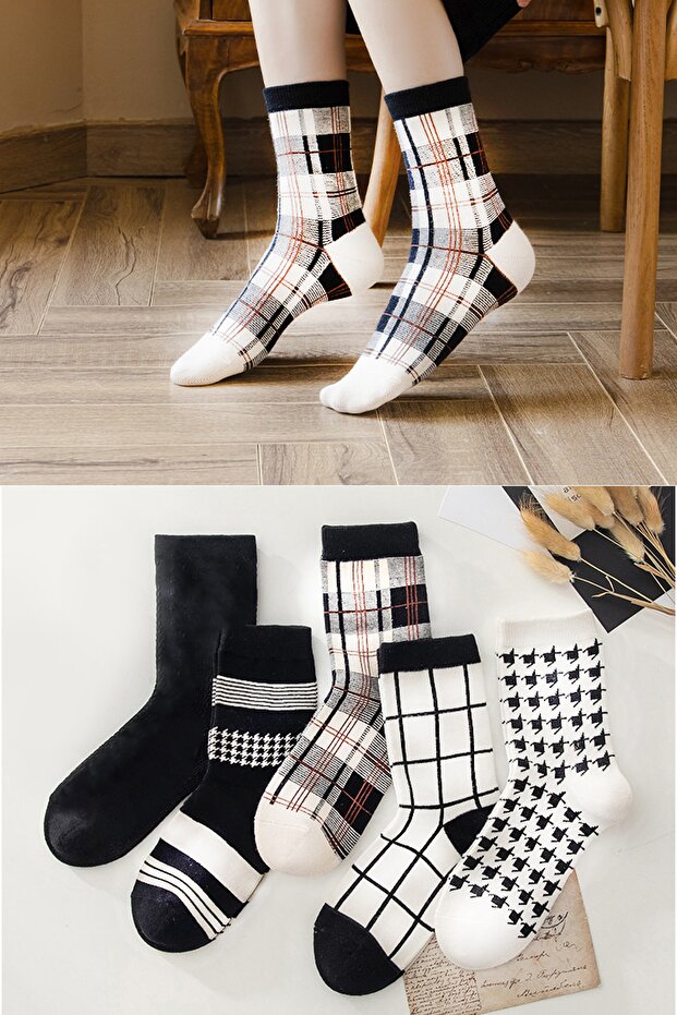 5er-Pack gemusterte Damensocken