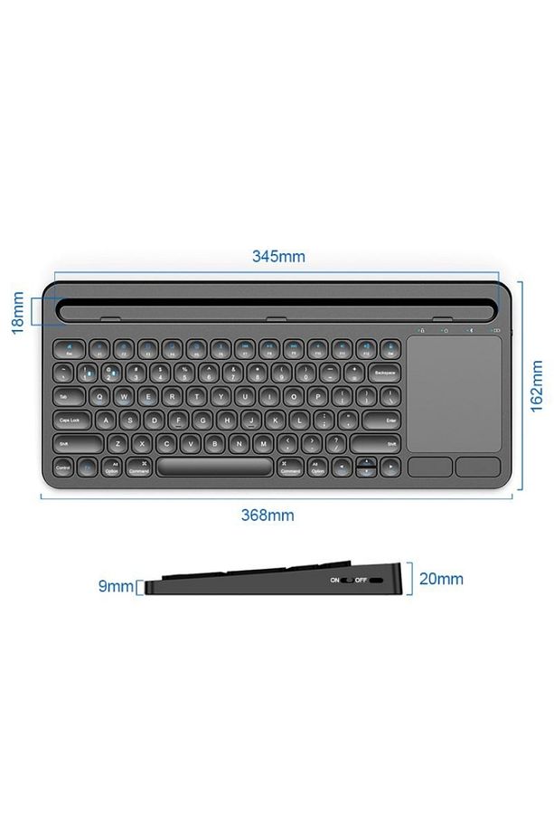 Ergonomik Ultra Ince Taşınabilir Bluetooth Kablosuz Klavye Touch Pad - 2