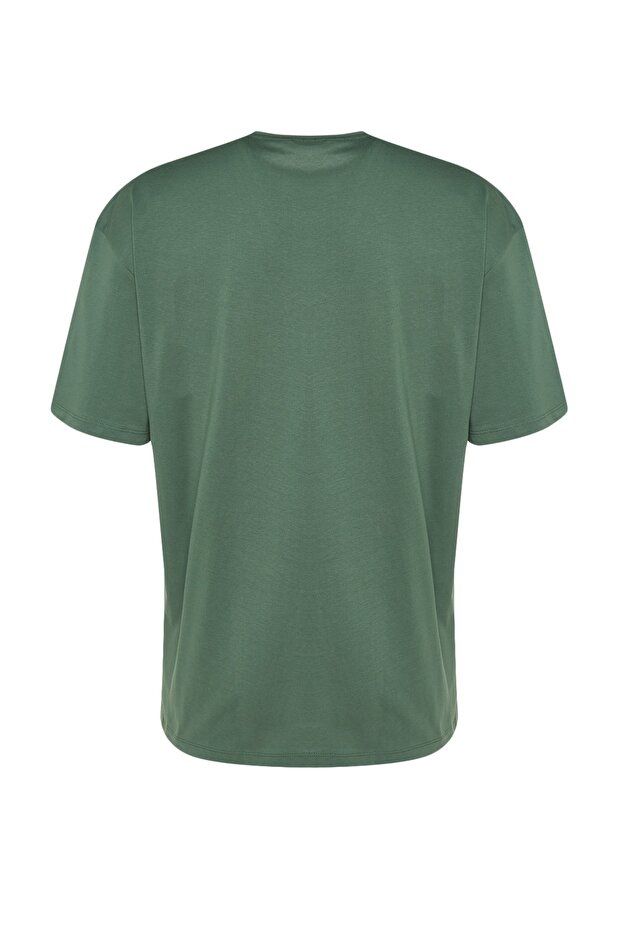 Yeşil Oversize/Geniş Kesim Yazı Baskılı %100 Pamuklu T-Shirt TMNSS20TS1099 - 9