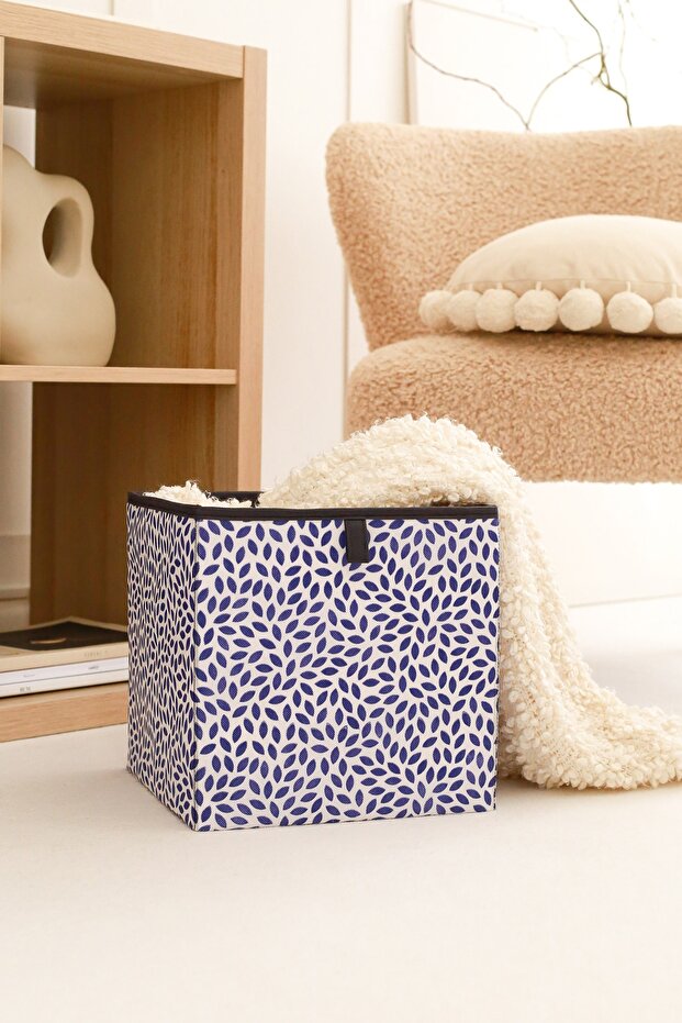 Leaf Navy Blue Cabinet Laundry Toy Organizer Storage Box Organizer 28x28x28