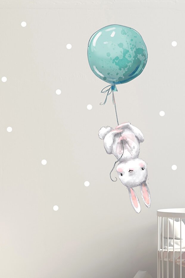 Balloon Rabbit And Polka Dots Wall Sticker Set