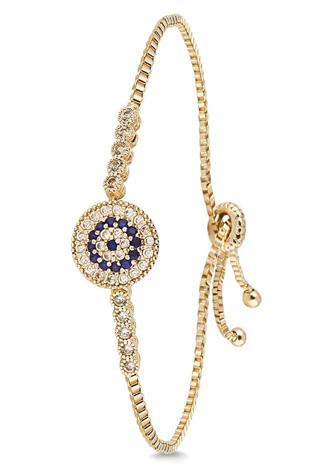 Adjustable Women's Yellow Evil Eye Bracelet with Zircon Stone