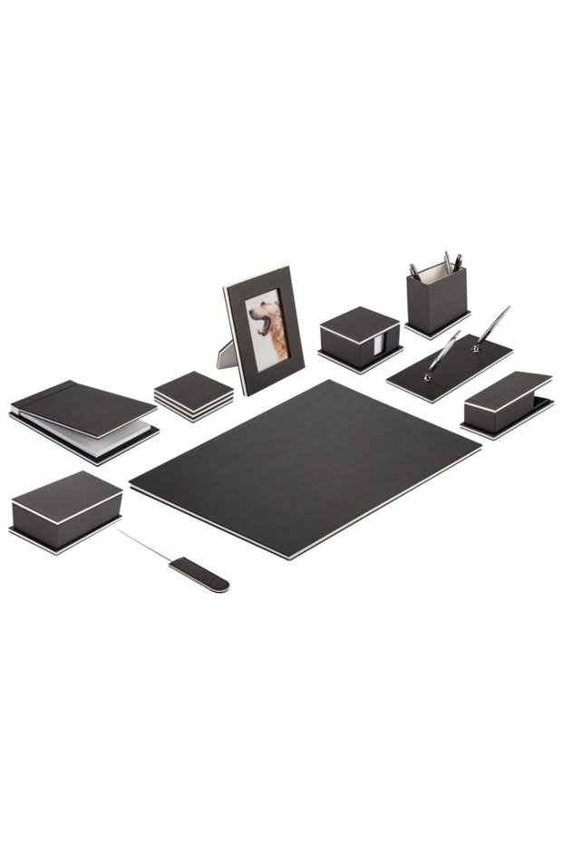7094 Dual 11 Piece White Striped Desk Mat Set