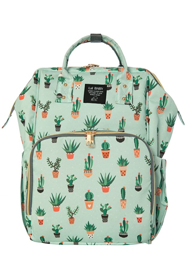 Mother Baby Water Green Cactus Patterned Care Backpack