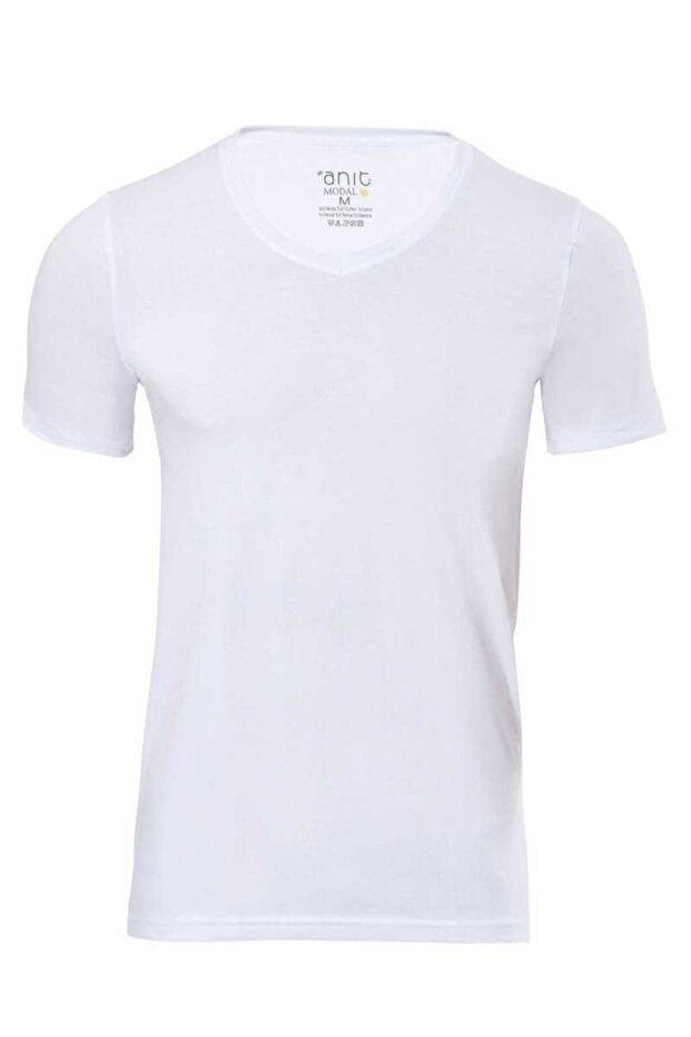 Men's White Half Sleeve Undershirt Modal V-Neck (6 Pieces)
