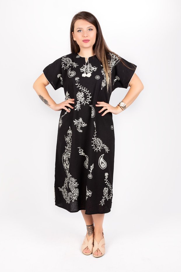 Black Şilebezi Dress Cotton Short Sleeve